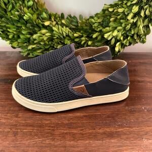 OluKai Navy Slip-On Mesh Sneakers with Cream Sole